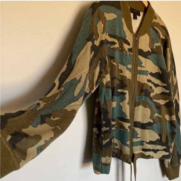J. Crew Camo Zip Up Sweater Bomber Style Cardigan size M - Picture 13 of 13
